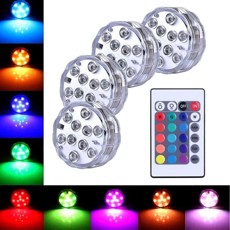 Kit Luminárias RGB para Piscina – Iluminação Sem Fio com Controle Remoto