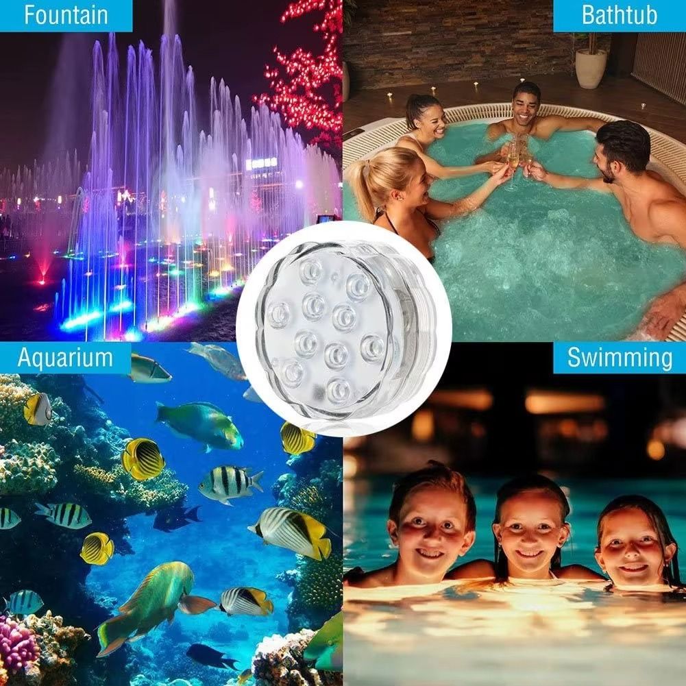 Kit Luminárias RGB para Piscina – Iluminação Sem Fio com Controle Remoto