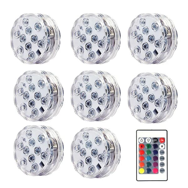 Kit Luminárias RGB para Piscina – Iluminação Sem Fio com Controle Remoto
