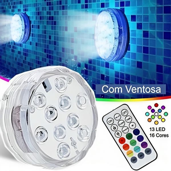 Kit Luminárias RGB para Piscina – Iluminação Sem Fio com Controle Remoto