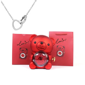 Urso Porta-Joias Giratório com Colar Corações Personalizados