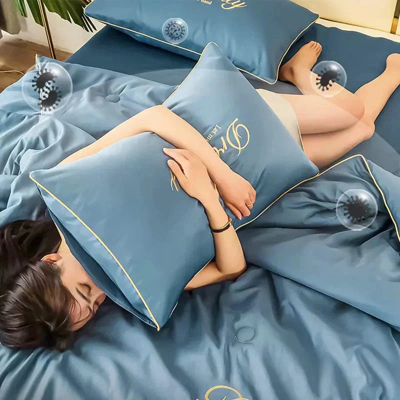 Conjunto de Cama de Seda Gelada Para o Verão [Compre 1 Leve 2]
